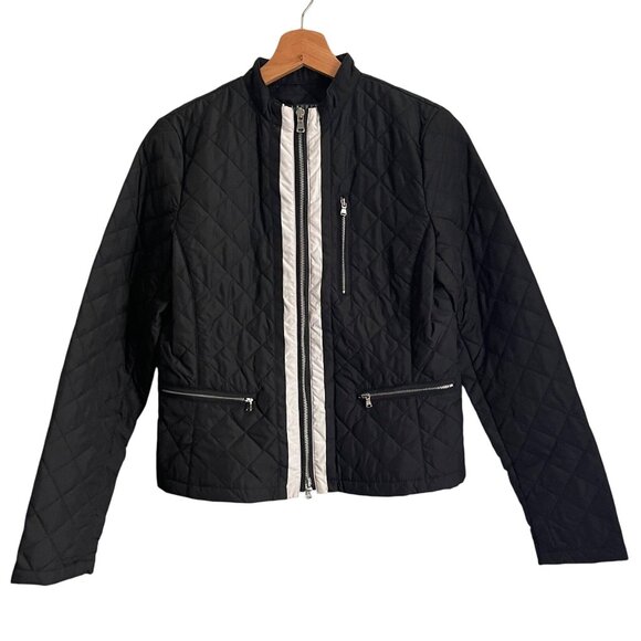 Lauren Ralph Lauren Women Quilted Jacket Size S Black Moto Preppy Old Money City - Picture 1 of 8